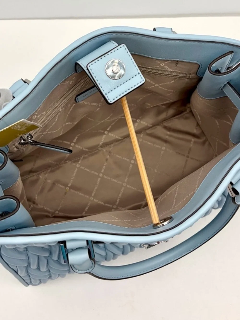 Michael Kors Hamilton Medium Satchel Crossbody Bag Pale Blue NWT